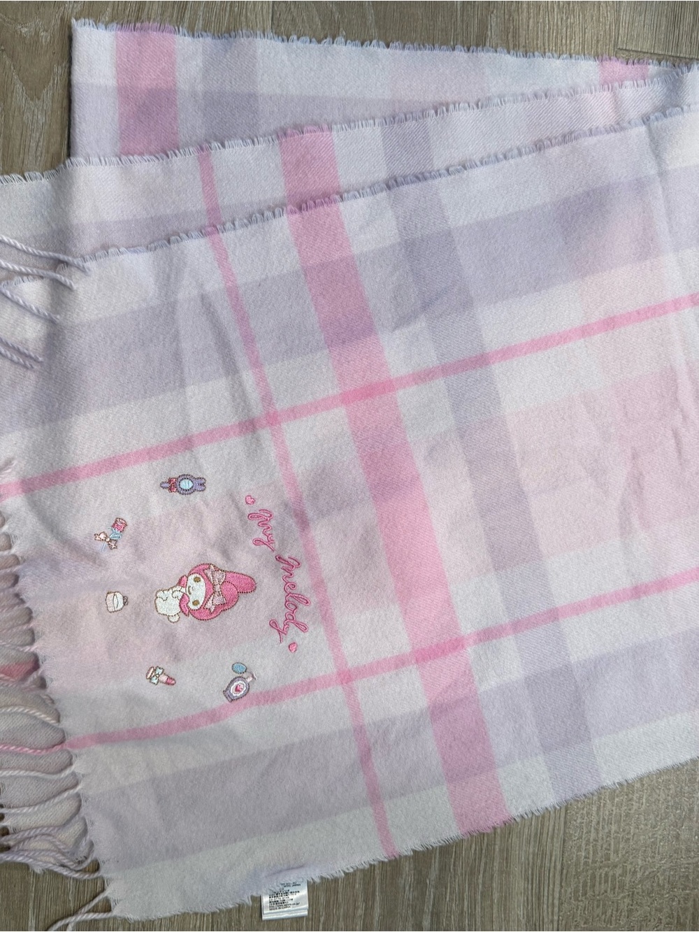Sanrio My Melody Plaid Fringe Scarf Wrap - Picture 3 of 4
